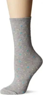 Hotsox Womens Pindot Heart Repeat Socks, Gents Grey, 1 Pair, Womens Shoe 4-10