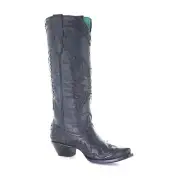 Corral Ladies Vintage Eagle Overlay Black Snip Toe Boots A4047
