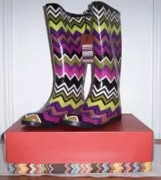 Missoni for Target Wellington Boots Fuschia Multi ZigZag Chevron ~ Girls 13 NIB