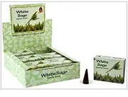 "White Sage" Incense Cones (12 Packets) 120 Cones Dhoop Kamini Brand