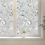 Window Privacy Film, Tulip Window Clings, 3D Decorative Window Vinyl, Stained Glass Window Decals, Static Cling Window Sticker Non-Adhesive (35.4" x 78.7" (90 x 200cm))