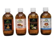 Castor, Argan, Jojoba, Fractionated coconut oil, 100% Pure, Organic,Glass Bottle