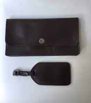Corban & Blair Leather Wallet Luggage Tag Set Travel NWOT Compartments Gift Him