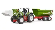 BRUDER # 03452 ROAD MAX TRACTOR W/ FRONTLOADER & REAR TIPPING TRAILER