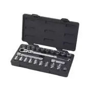 3/8 in. Drive Metric Ratchet Case Wrenches Socket Mechanics Tool Set 23 Piece