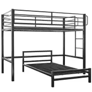 KINGSTON SLUMBER Single Loft Bed And Single Underbed, Multifunctional, Space Saving with Fixed Ladder, Matte Dark Grey