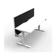 Single Sided Workstation With Screen Natural White And White