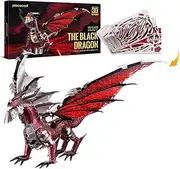 Piececool 3D DIY Metal Model Kit - The Black Dragon - Advanced Dragon Building Kit for Teens & Adults