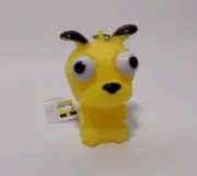 Yellow Hound Dog Rubber Squeeze Toy Eyes Pop Out Keychain Stress Fidget 2"