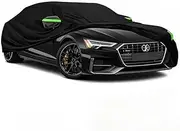 RAHALOY Breathable Lightweight Full Car Cover for Audi A3,Moisture-Proof,Waterproof,Scratch-Resistant,Travel-Friendly,Sun Protection,Universal Fit for Sedan (Black 2015-2020)