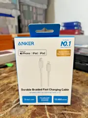 Anker A81B5 322 USB-C to Lightning Cable Braided (3ft/0.9m)-White MFi-Certified
