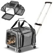 Airline Approved Expandable Premium Pet Carrier on Wheels- Two Sided Expandab...