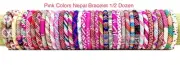 6 PCs Nepal Beaded Bracelets Pink Theme Wholesale Seed Beads Roll over Bracelet
