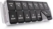 TookMag Weekly Pill Organizer 2 Times a Day, Easy Fill AM PM Pill Box, Large Capacity Quick-Refill 7 Day Pill Cases for Pills/Vitamin/Fish Oil/Supplements (Patent Registered) (Black)