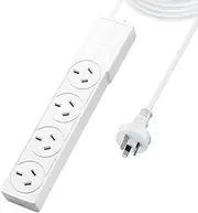 Power Board Overload Protection White 10A 240V 1M 4 Outlet SAA