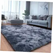 Fluffy Rug for Living Room,Furry Carpet for 6x9 Feet Tie Dyed-blue Gray
