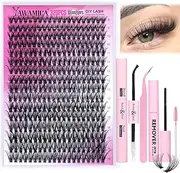 Eyelash Extension Kit 320pcs Lash Clusters D Curl 9-16mm Mix 40D Individual Lashes with Lash Bond and Seal and Remover Lash Applicator for Lash Extension Beginners