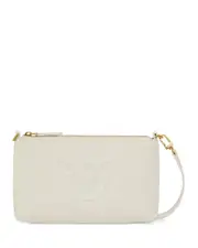 Pinko Horizontal Flat Mini White Leather Wristlet