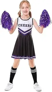 [LOLANTA] Girls Cheerleader Costumes Musical Uniform Cheerleading Outfits Fancy Dress Pom Poms