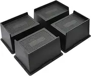 [MQFORU] Bed Risers 4 inch Heavy Duty, Oversided Furniture Risers Supports up to 6,000 lbs, Sofa Risers for Desk, Table, Couch, Black, Pack of 4