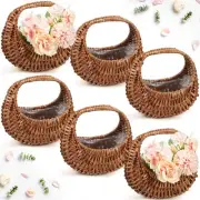 6 Pcs Woven Flower Girl Basket 6.7 x 6.5 x 4.3 Inches Decorative Small Wicker...