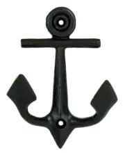 Cast Iron Black Nautical Beach House Coat Hat Beach Bag Bath Towel Hook ANCHOR