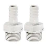 Hose Barb Fitting 11mm Barbed G1/2 Male Thread, 2 Pack Pipe Connector, Grey