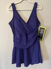 New! MIRACLESUIT Aurora Eggplant Purple Skirted 1-Piece Swimsuit Size 24W NWT