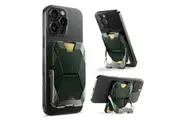 For Iphone 16 / 15 / 14 / 13 Magsafe Phone Card Holder With Stand Metal Lock Cover Hold 6 Cards