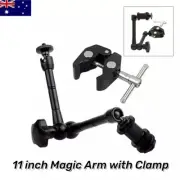 11" Magic Arm With Adjustable Articulating Super Clamp Holder For LCD Monitor