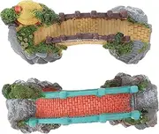 FONDOTIN Fish Tank Accessories 2 Pcs Resin Artificial Bridge for Aquarium Micro Landscape Decor Random Style