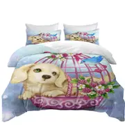 Animal Dogs Art Cute Dachshund in Bird Cage Quilt Cover