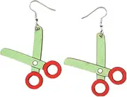 [IXDEAXLY] Cute Stationery Dangle Earrings Notebook Pencil Compass Scissor Drawing Board Wood Drop Earrings for Back to School Student Teacher Classmate Jewelry Gift