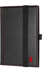 TORRO Genuine Leather Hardback Notebook Cover with 1x Refill Pad (A4 - Black)