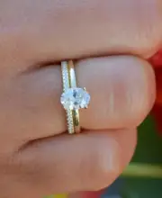 Oval Ring Solitaire Ring Promise Engagement Wedding Ring Set 925 Sterling Silver