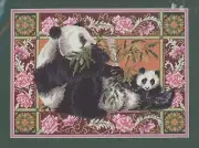 Dimensions Gentle Pandas Mary Edith Jackson Bamboo Floral Border Needlepoint KIT