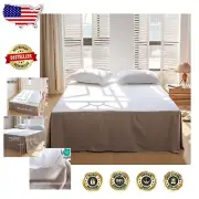 Beautiful Grey Twin Dust Ruffle with 18-Inch Drop - Linen Cotton Blend Comfort