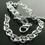 ID Bracelet Bangle 925 Sterling Silver Filled Ladies Diamond Simulated Design