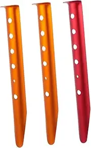 YARNOW 3pcs Metal Camping Tent Stakes Durable Ground Pegs for Secure Tent Fixing Soil Design with Easy Pull Out Feature Random Color