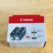 Pack of 2 Genuine Canon PGBK Black Ink Cartridges PGI-5BK 26ml - New Sealed