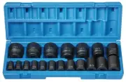 (1719) 1/2" Drive 19-Piece 12-Point Standard Length Fractional Socket Set