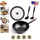 Carbon Steel Stir Fry Wok Pan - 11.8-inch for Induction & Gas - Cook in Style