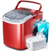 Countertop Portable Ice Maker Machine with Handle, 9 Bullet-Shaped Ice Cubes Rea