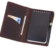 Notepad holder pad pen bag case Note cover notebook pouch cow Leather coffee X74
