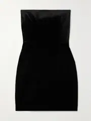 [Alex Perry] Alex Perry - Strapless Stretch-velvet Mini Dress - Black - UK 12 UK 12 Black