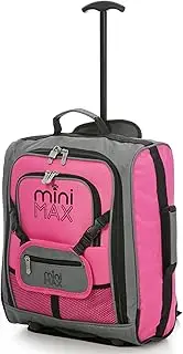 [Aerolite] MiniMAX Childrens/Kids Luggage Carry On Trolley Suitcase with Backpack and Pouch for Your Favourite Doll/Action Figure/Bear, Pink Minimax, 45x35x20cm, Hand Luggage