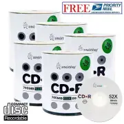 500 Pack Smartbuy 52X CD-R 700MB 80Min Logo Blank Recordable Disc Priority Mail