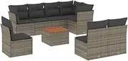 vidaxl 9-Piece Grey Poly Rattan Garden Sofa Set - sectional Outdoor Seating with Cushions & Modular Design - Patio Storage Furniture Set for Backyard & Terrace