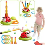 3 in 1 Musical Jump, Toss Ring Game Toy and Stomping Launch Rocket Launcher for