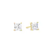 Gold Plated Mens / Womens Stud Earrings 925 Sterling Silver 5mm Cubic Zirconia